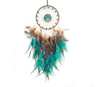 Pluma colorida para atrapasueños con piedras de cristal, 69 cm, hecha a mano, decoración para colgar en la pared para dormitorio, sala de estar, adorno bohemio para filtrar sueños negativos (azul)