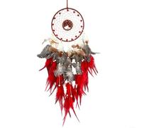 Pluma colorida para atrapasueños con piedras de cristal, 69 cm, hecha a mano, decoración para colgar en la pared para dormitorio, sala de estar, adorno bohemio para filtrar sueños negativos (rojo)