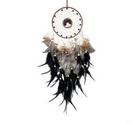 Pluma colorida para atrapasueños con piedras de cristal, 69 cm, hecha a mano, decoración para colgar en la pared para dormitorio, sala de estar, adorno bohemio para filtrar sueños negativos (negro)