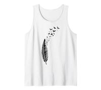 Pluma con aves Símbolo de libertad y transformación Camiseta sin Mangas