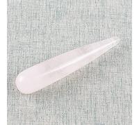 Pluma de acupuntura Varita de masaje Piedra natural Cuarzo rosa Cristal Mineral Gua Sha Herramienta Yoni Varita Cuidado de la cara de ojos Belleza Punta puntiaguda-cuarzo rosa claro