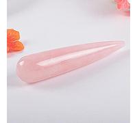 Pluma de acupuntura Varita de masaje Piedra natural Cuarzo rosa Cristal Mineral Gua Sha Herramienta Yoni Varita Cuidado de la cara de los ojos Belleza Punta puntiaguda-cuarzo rosa