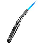 Pluma de butano, encendedor de antorcha ibforcty con bloqueo de fuego, encendedor de ventana de combustible visible, barbacoa, fuegos artificiales (butano no incluido) (negro)