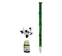 Pluma de caligrafía de vidrio: artístico con botella de tinta y soporte para panda, inmersión hecha a mano para una escritura suave | Juego de iniciación de botella de tinta a prueba de fugas