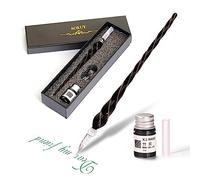 Pluma De Cristal,Glass Dip Pen Set, Pluma Dip de cristal para dibujo,escritura y caligrafía, con caja de regalo (black)
