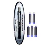 Pluma de fuente retráctil - en el lápiz de fuente | Pluma de fuente retráctil 0,38 mm Azul y Negro Tinta Barril Transparente, Papelería Para Disposición Diario Marcador Escuela Profesional