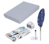 Pluma de ganso en caja de regalo, pluma estilográfica de inmersión, arte vintage, caligrafía, instrumentos de escritura y dibujo (SP152033 Fuegos artificiales azul oscuro y dorado)