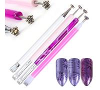 Pluma de imán de uñas, MKNZOME 5 piezas de imán de doble cabeza Stick Nail Art Tool Set para Magic 3D Cat Eye UV Gel esmalte de uñas DIY (4 piezas)