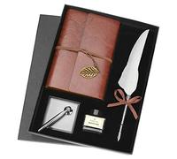 Pluma de Inmersion Antigua Escritura Pluma de Caligrafía,Cuaderno de Cuero Retro Pluma con Botella de tinta vacía, Cuaderno de Cuero Retro Libreta de Viaje,Regalo y Decoración de Escritorio Antigua