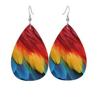 Pluma De Loro Fantástica Pendientes De Piel Sintética Modernos Pendientes En Forma De Lágrima Lujo Aretes De Cuero Con Forma De Lágrima Para Vida Cotidiana Vacaciones Fiestas