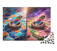 Pluma de Pavo Real Mosaico Colorido Puzzle de 1000 Piezas Papel para Adultos Escena Fantástica Juego de Puzzle 1000 Piezas Relajante Decoración Hogar Regalo Nan