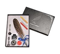 Pluma de pavo real retro, juego de caligrafía, sello de cera, juego de sello de pavo real, incluye varilla, puntas de repuesto, varillas de cera, sello de vela, cuchara de metal, botella de tinta