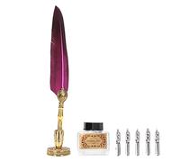 Pluma de Pluma, Exquisito Diseño de Plumas para una Escritura Cómoda, Juego de Regalo Artesanal Vintage (morado oscuro)