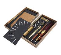 Pluma de pluma, kit de caligrafía de pluma Vintage Quill Dip con 12 puntas elegantes y 5 puntas artísticas para escribir, dibujar, colección de manualidades(#1)