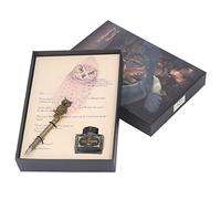 Pluma de Punta de Acero Inoxidable, Juego de Plumas Retro con Búho en Relieve, Barril Metálico Texturizado, Set de 1 Unidad - Escritura Suave, Diseño Vintage, Regalo Ideal para