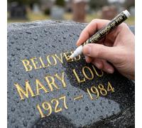 Pluma de restauración de lápida con tinta dorada para actualizar texto desgastado en piedras de cementerio y marcadores de obituario (dorado)