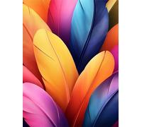 Pluma Diamond Painting, Color Diamond Painting Adultos, 5D Pintura Diamante NiñOs, Full Drill círculo Cristal Gem Conjunto De ArtesaníA Principiantes, Para Decoracion Navidad Interior 50x70cm 0U-224