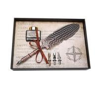 Pluma estilográfica clásica retro, instrumento de escritura de lujo con 3 puntas de repuesto, elegante juego de pluma para caligrafía, caja de regalo incluida para regalo de (Negra)