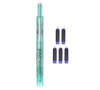 Pluma estilográfica de bolsillo, punta retráctil, pluma estilográfica manual, diseño transparente con 5 cartuchos de tinta azul de 0,38 mm, extrafina, para notas, diario, pintura, ergonómico, estable