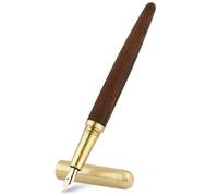 Pluma estilográfica de madera hecha a mano, vintage, de lujo, punta fina de 0,5 mm, escritura suave para diarios, caligrafía y regalos (marrón)