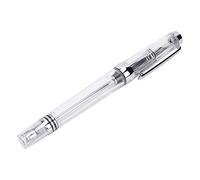 Pluma Estilográfica de Plástico Transparente, Pluma de Escritura Comercial con Punta de 0,5mm y Gran Suministro de Tinta para Entornos de Oficina y Uso Escolar (Blanco transparente)