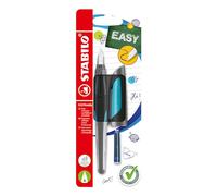 Pluma estilográfica escolar STABILO EASYbuddy color negro y azul - Tinta color azul - 1 pluma + 1 recarga
