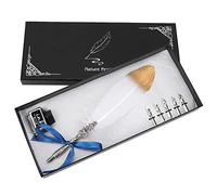 Pluma estilográfica europea vintage Juego de pluma de caligrafía con botella de tinta y cinco puntas para decoración del hogar y regalos con opciones en azul, negro y (Blanca)