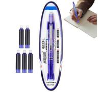 Pluma estilográfica genérica | Herramienta de escritura escolar | Pluma estilográfica retráctil de punta media 0,38 mm lisa con 5 cartuchos de tinta recargables para estudio cuaderno de escritura