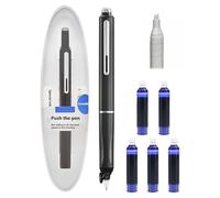Pluma estilográfica genérica retráctil: 0,38 mm, tinta azul y negra, cuerpo del bolígrafo de color, 5 cartuchos de tinta recargables incluidos. Para una escritura (negro, azul borrado)