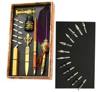 Pluma estilográfica genérica y conjunto de tinta, pluma de ganso Set pluma estilográfica antigua con tinta, el conjunto de tinta para bolígrafo incluye uno, tinta, puntas de repuesto, una herramienta