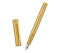 Pluma estilográfica Hongdian de latón crudo, punta doblada para escritura de caligrafía Fude (fina a ancha) con convertidor y estuche de metal