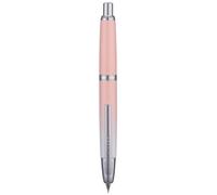 Pluma estilográfica Jinhao Serie 10 Press con plumín extra fino retráctil de gradiente melocotón rosa y conversor de tinta y juego de caja de metal (versión con clip plateado)
