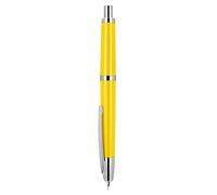 Pluma estilográfica Jinhao serie 20, de presión, con plumín fino retráctil color amarillo limón, con juego de conversor de tinta (clip plateado)