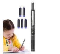 Pluma estilográfica retráctil, pluma estilográfica de prensa de 6.1 pulgadas, plumín fino de 0.38 mm con flujo de tinta suave para caligrafía, diario, bocetos, escuela o tareas diarias de escritura