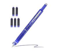 Pluma estilográfica retráctil, pluma estilográfica manual, tinta azul, retráctil, herramienta de escritura, plumas estilográficas retráctiles con 5 cartuchos de tinta, papelería para caligrafía