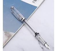Pluma Estilográfica Transparente para Negocios, Pluma de Escritura Suave con Punta de 0,5mm, Gran Capacidad de Tinta para Trabajo de Oficina y Suministros Escolares (Blanco transparente)