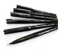 6X Pentel Desechable Fuente Pluma - Estucado Oro y Negro Barril - Negro