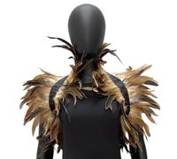 Pluma gótica Shrug Shall Collar Collar Disfraz de Halloween, Disfraz de cuervo de mujer Encaje cuello manta Cabo vestido fantástico bufanda robado para Halloween Cosplay Navidad fiesta accesorio (A05)