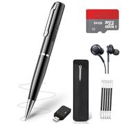 Pluma grabadora de voz digital AI - Grabadora activada por voz de 64 GB con reproducción, reproductor MP3 inteligente de reducción de ruido con IA, dispositivo de grabación de audio para reuniones