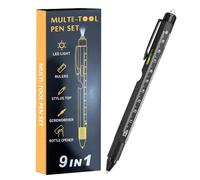 Pluma multiherramienta - Pluma de construcción LED, Gadget 9 en 1, destornillador, regla de nivel, abridor de botellas, regalo de reparación multiusos para él | Papá, marido, novio, Navidad