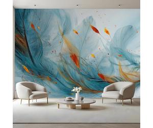 Pluma Papel Pintado Autoadhesivo Estilo Europeo Fotomurales 300 x 256 cm | Papel Tapiz Fotográfico, Papel Pintado Mate para Habitación Infantil Salas de Estar Dormitorios Paredes de Fondo de TV