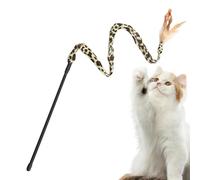 Pluma para gato - Juguete de gato con estampado de leopardo, juguete de plumas, burla para gato, juguete de palo para gato - de captura interactiva para mascotas