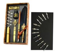 Pluma pluma y juego de tinta | Bolígrafo de pluma de caligrafía vintage para escribir | Bolígrafo, de sellado, sello de sello, herramienta de sobre, el mejor kit de regalo para escribir, dibujar, firm