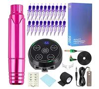Pluma Rotatoria del Tatuaje Conjunto de Máquina Profesional Kit de Maquillaje Permanente con Fuente de Alimentación con Pantalla LED y Agujas de Cartucho Profesional para Tatuador