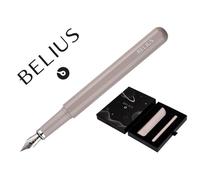 Pluma Y Funda De Similpiel Belius Space B Color Minimalista Gris Tinta Azul Caja De Diseño