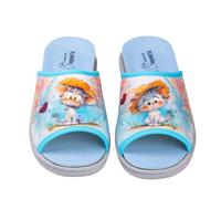 PLUMAFLEX 12404 Gato Zapatilla DE CASA Abierta Mujer Celeste 39