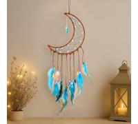 Plumas atrapasueños colgante de pared arte bohemio decoración estilo habitación ventana balcón dormitorio boda decoración fiesta favorita niña regalo (luna)