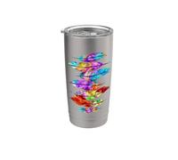 Plumas coloridas nativas americanas Arte tribal indígena Vaso térmico de acero inoxidable de doble pared