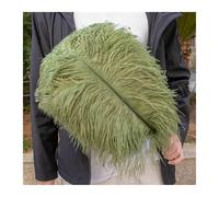 Plumas de Avestruz 10 unids/lote 15-60cm plumas de avestruz azul claro esponjosas naturales for manualidades boda carnaval hogar restaurante decoración(Green1,30-35CM)