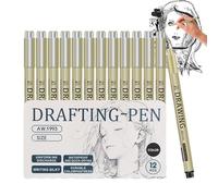 Plumas de Dibujo - 12uds Set Multilínea para Trazos Creativos | Flujo Sin Manchas con Agarre Ligero y Punta Fina para Planificadores, Agendas, Proyectos Artísticos, Tareas y Bullet Journals